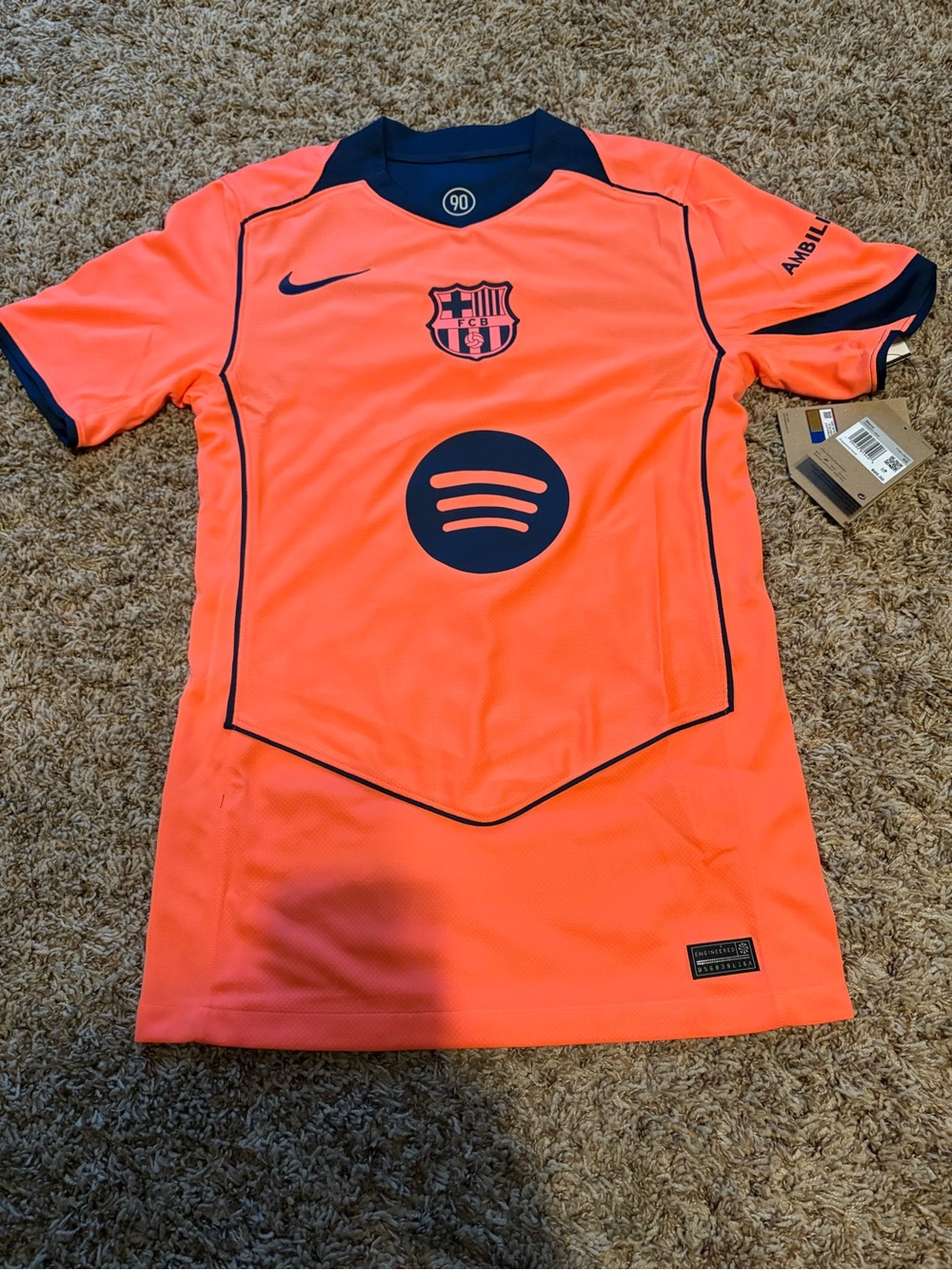 Nike Barcelona FC 25/26 Neon Orange Soccer Jersey with Navy Accents